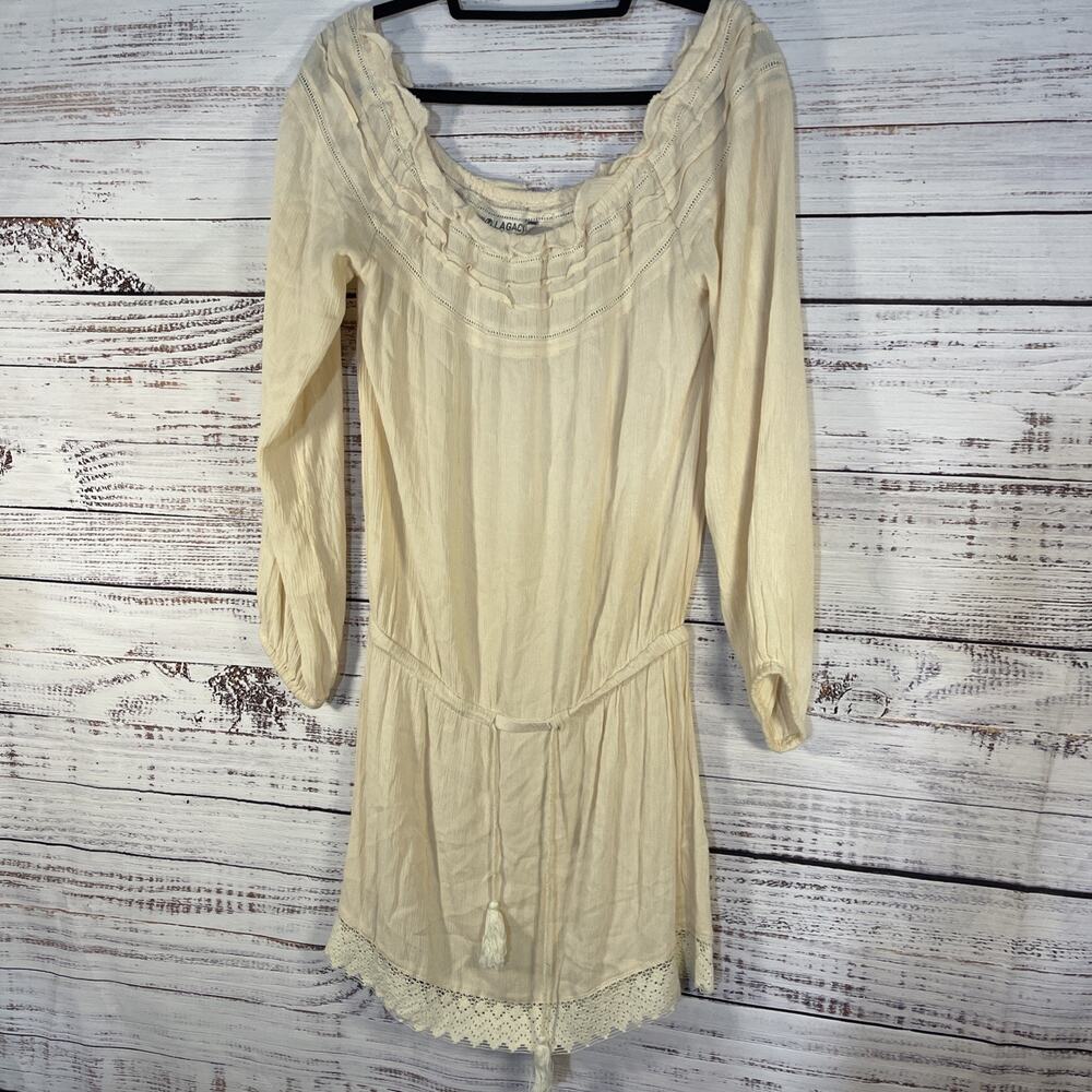 Lagaci Cottagecore Ruffled Tunic Style Romper Dress With Ties size Medium NWT